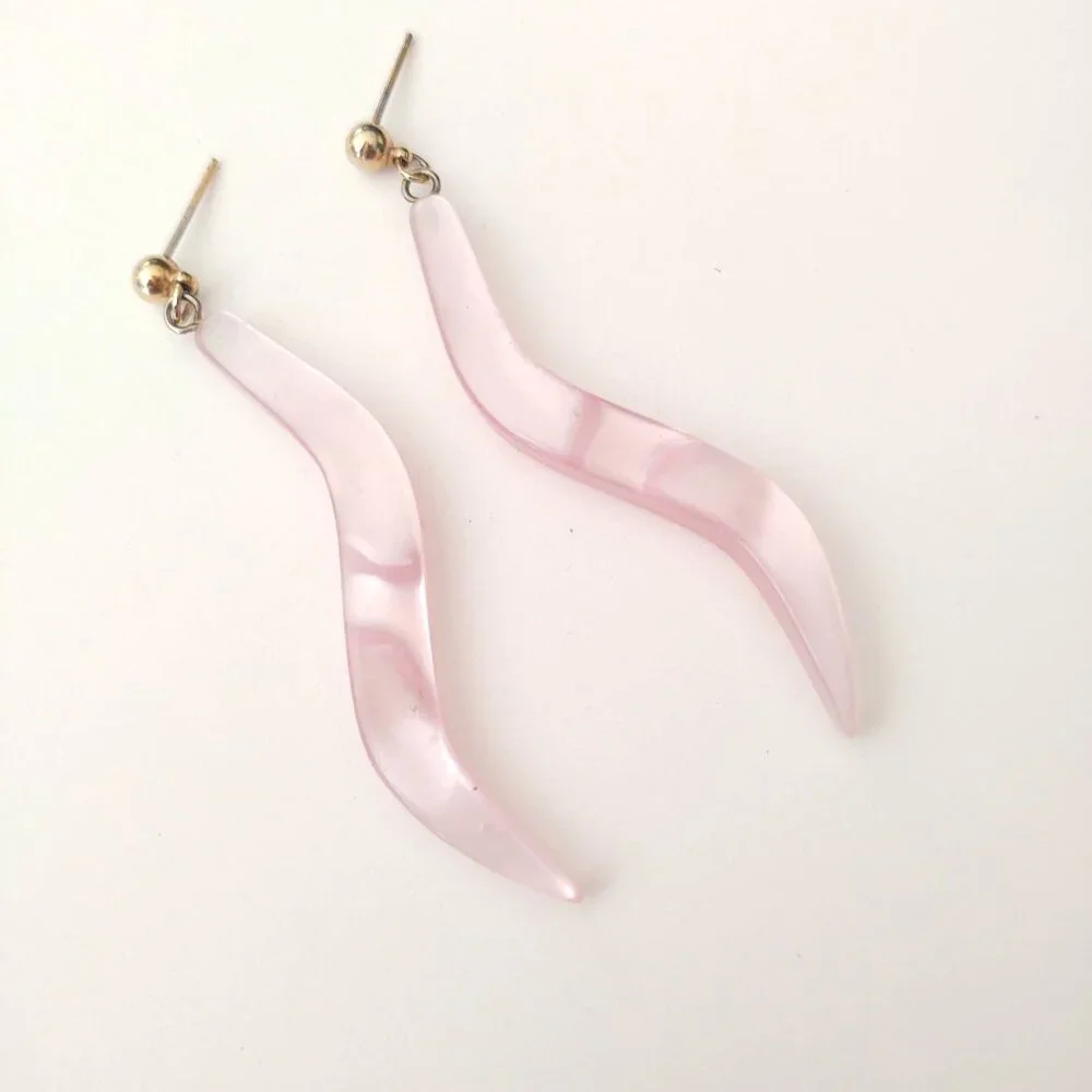 Pink opalescent abstract earrings
